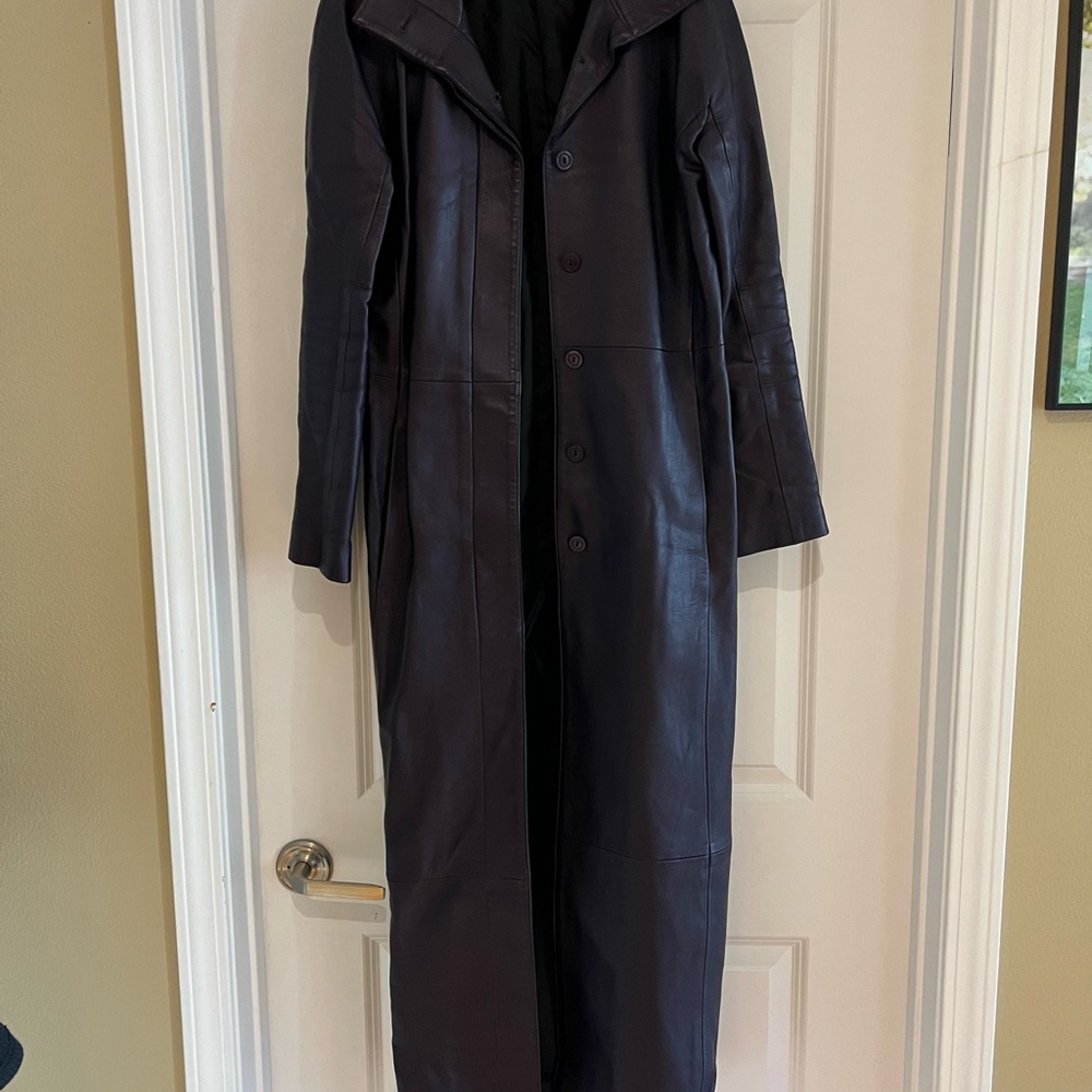 Herve Leger Leather purple coat - Picture 2 of 8